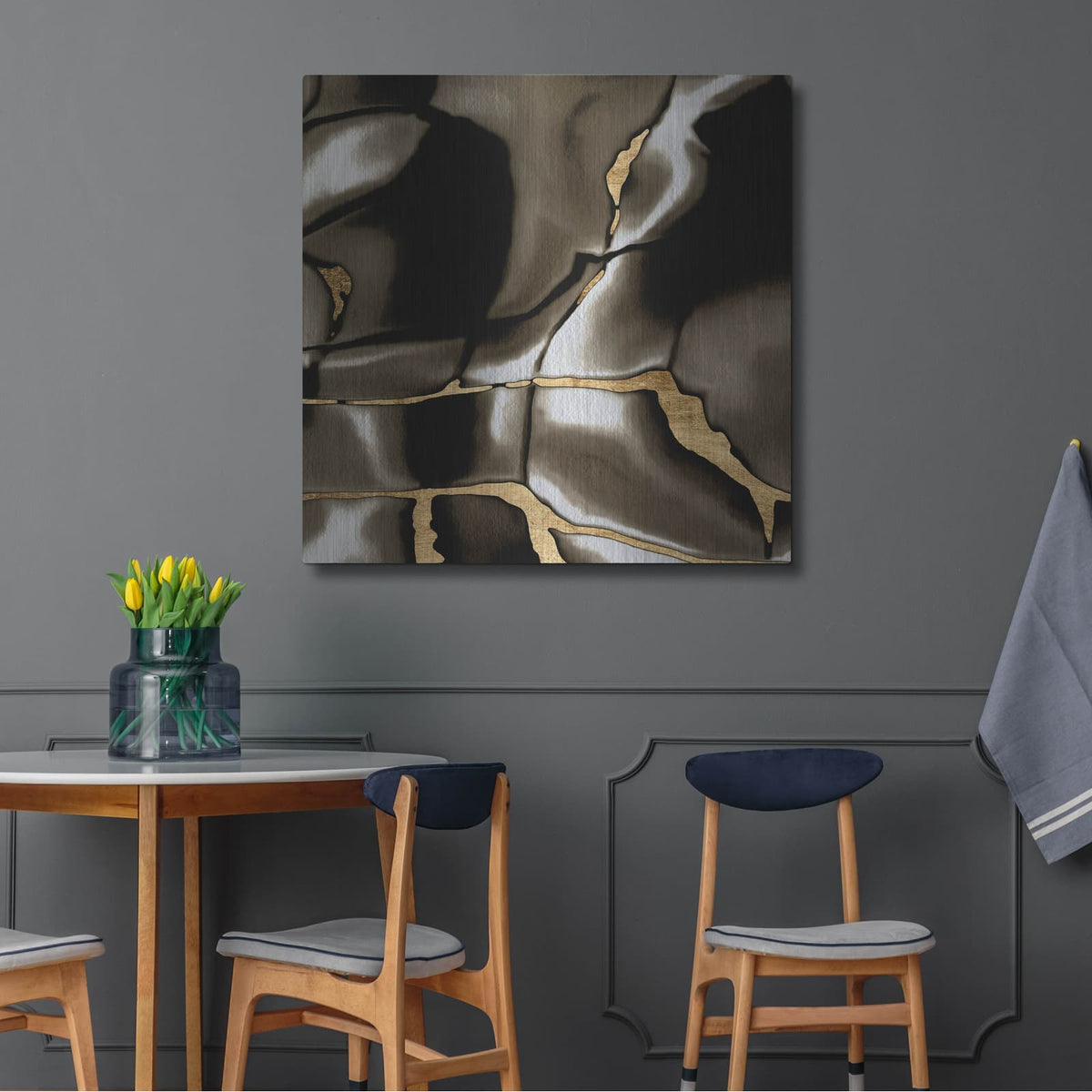 'Golden Shimmer 3' by Alonzo Saunders – Metal Wall Art, 36x36 room view