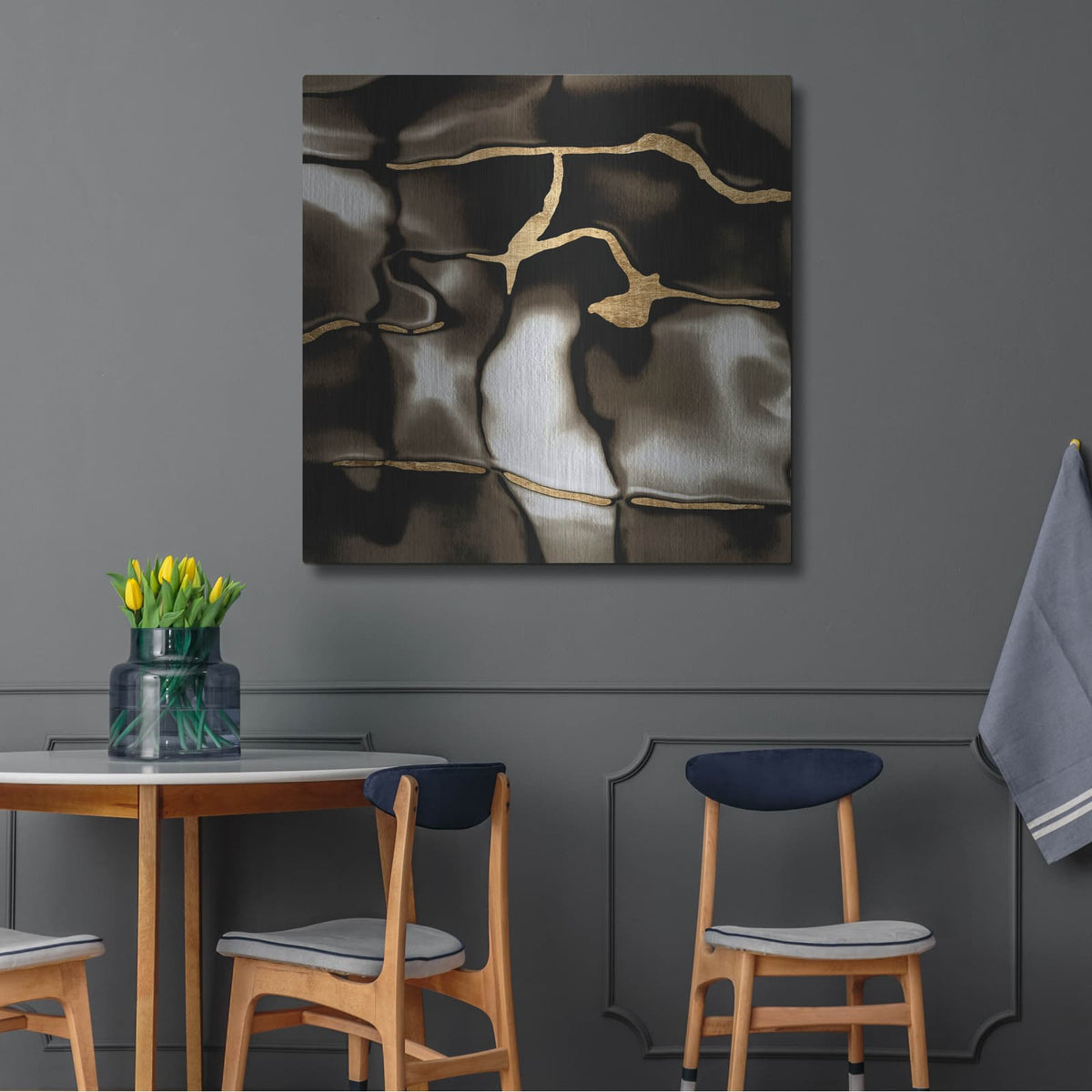 'Golden Shimmer 4' by Alonzo Saunders – Metal Wall Art, 36x36 room view