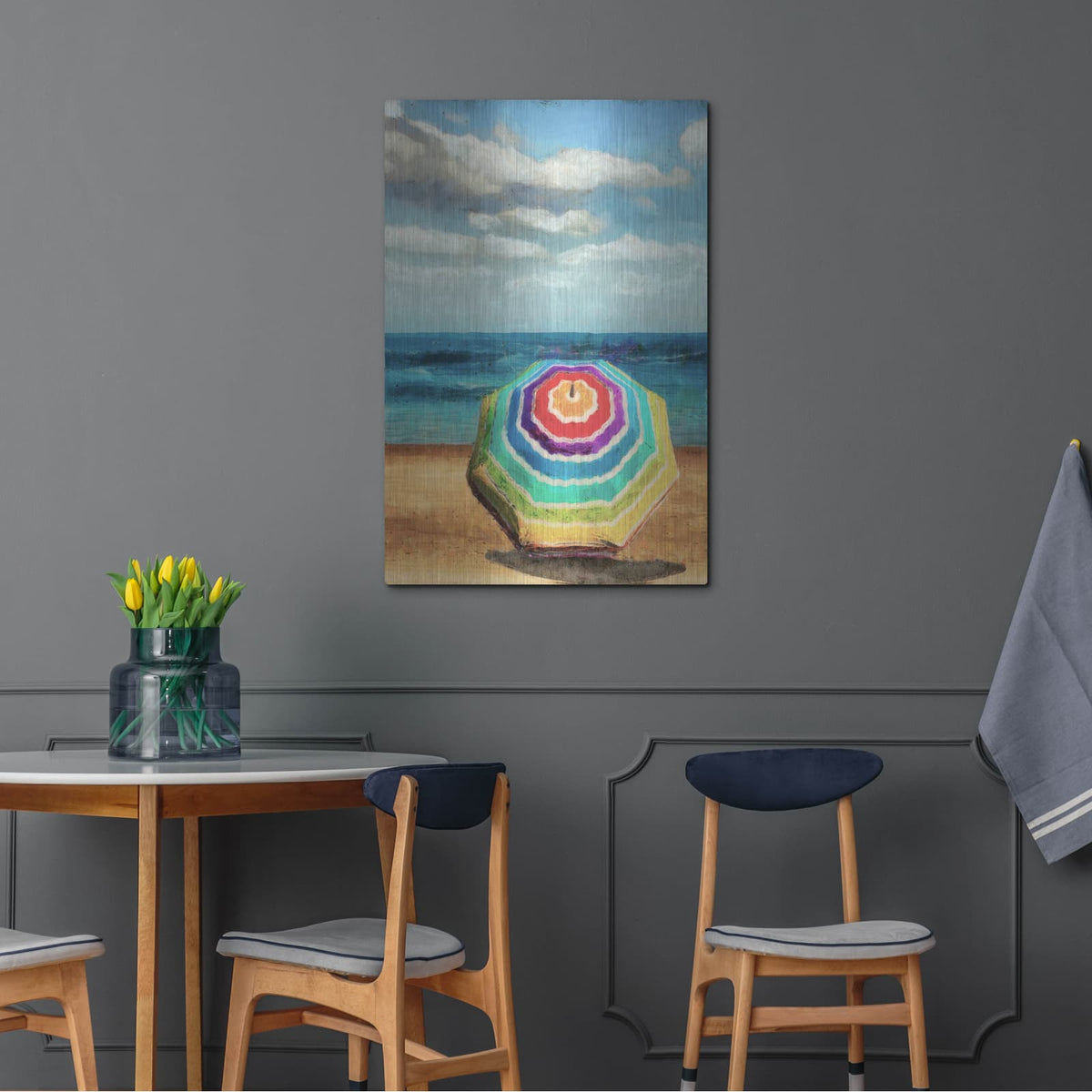 'Beach Umbrella 1' by Alonzo Saunders – Metal Wall Art, 24x36 room view