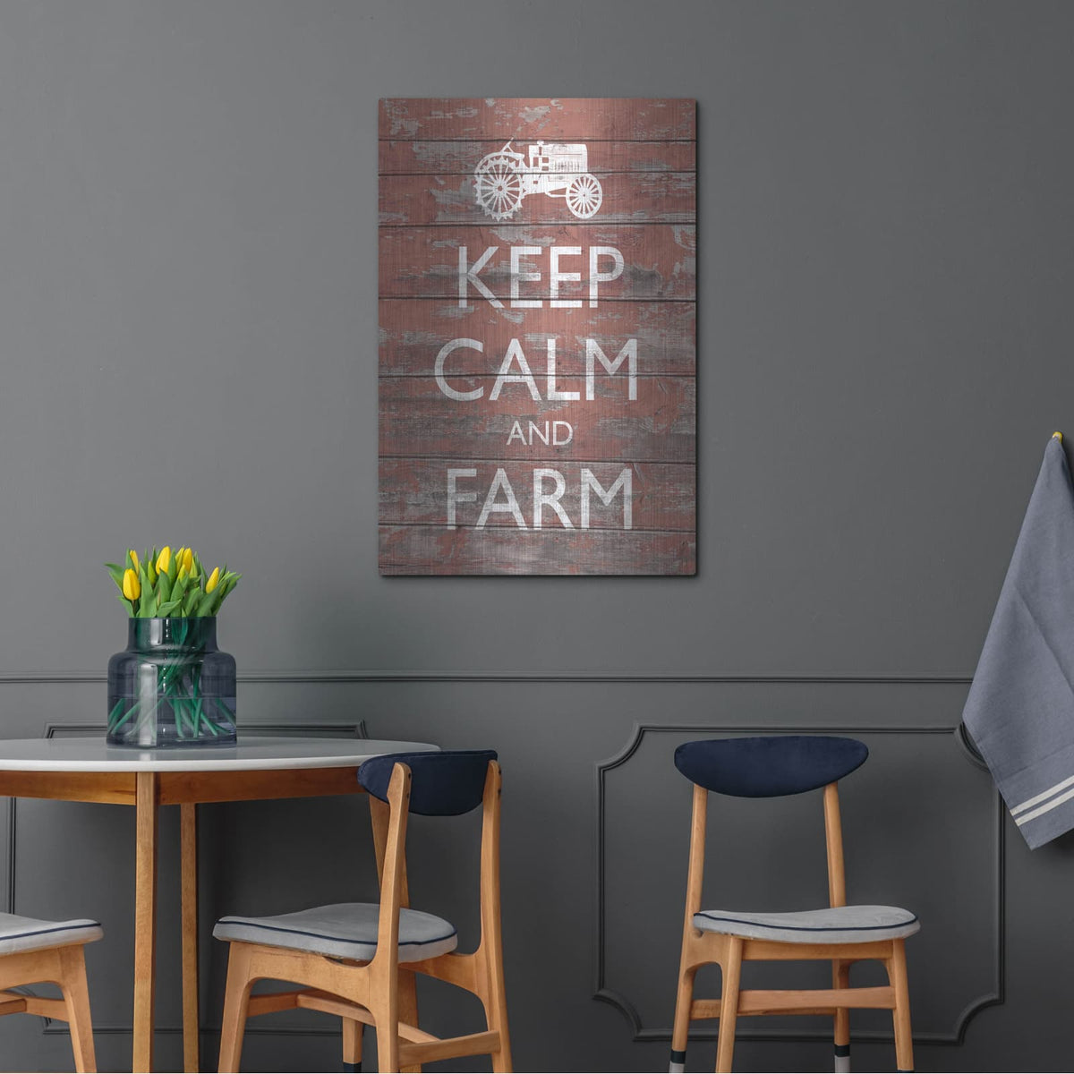 'Keep Calm & Farm 2' by Alonzo Saunders – Metal Wall Art, 24x36 room view