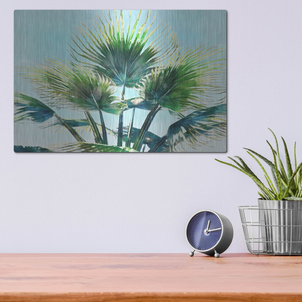 'Pleasant Palms 2' by Alonzo Saunders – Metal Wall Art, 16x12 room view