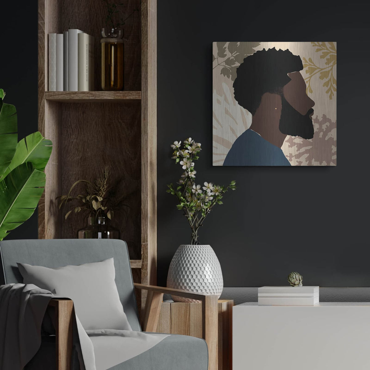 'Strength & Confidence 1' by Alonzo Saunders – Metal Wall Art, 24x24 room view