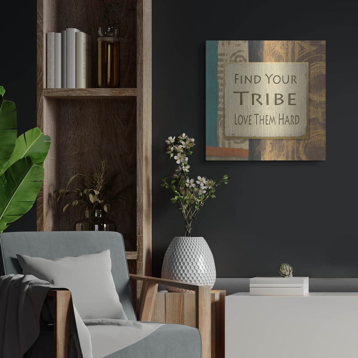 'Tribe 1' by Alonzo Saunders – Metal Wall Art, 24x24 room view