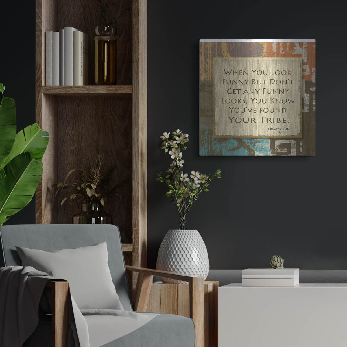 'Tribe 3' by Alonzo Saunders – Metal Wall Art, 24x24 room view