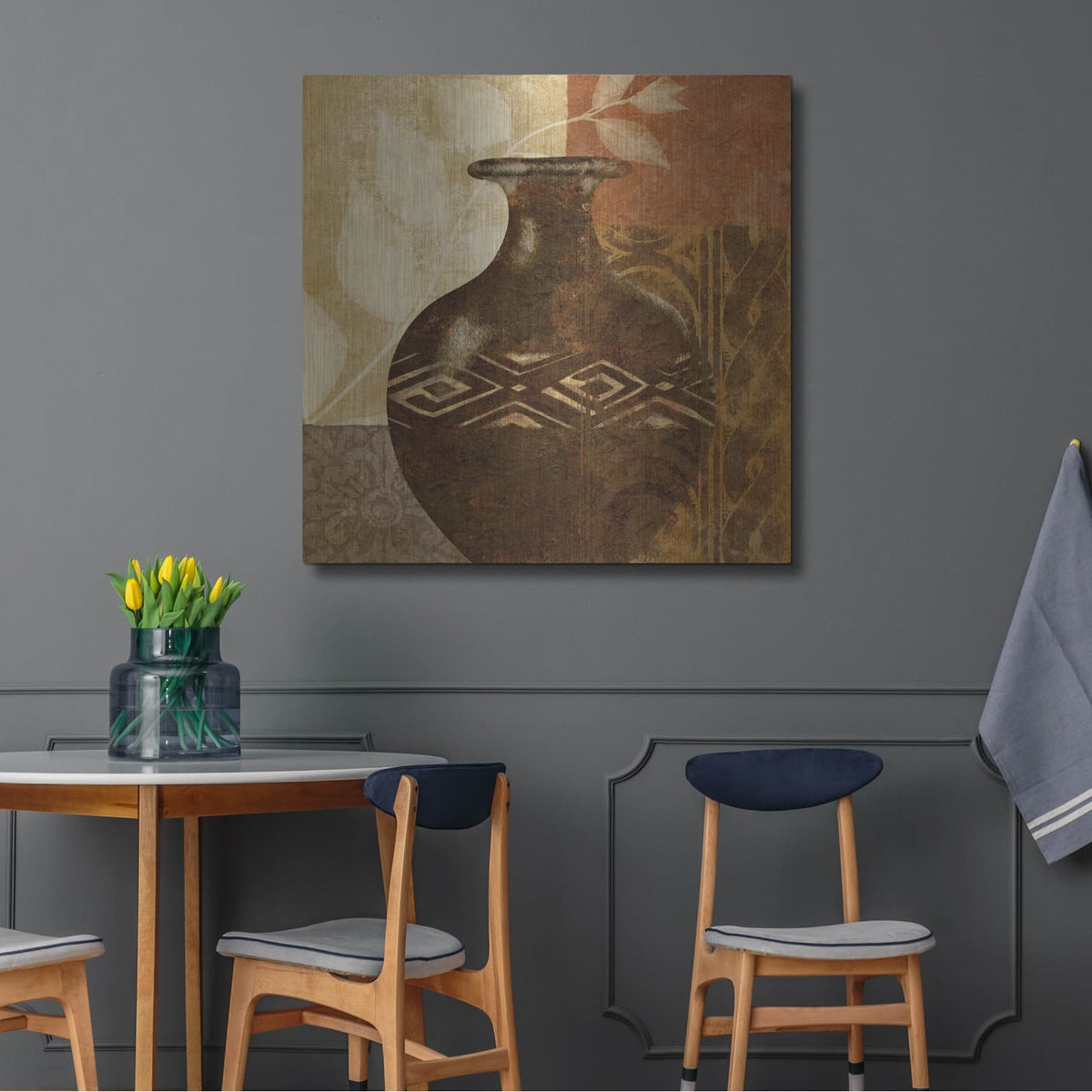 'Ethnic Vase 3' by Alonzo Saunders – Metal Wall Art, 36x36 room view