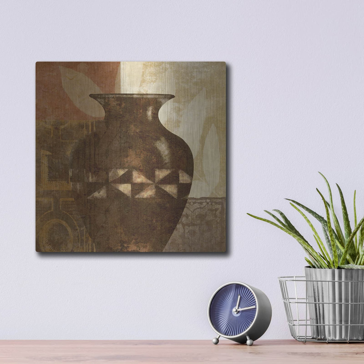 'Ethnic Vase 4' by Alonzo Saunders – Metal Wall Art, 12x12 room view