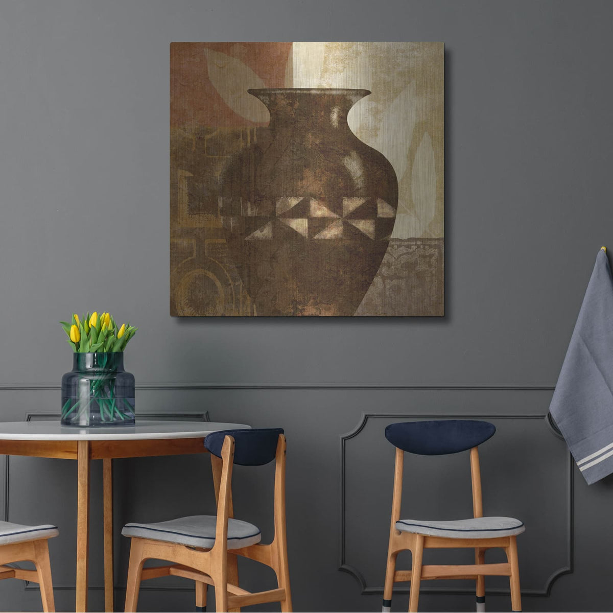 'Ethnic Vase 4' by Alonzo Saunders – Metal Wall Art, 36x36 room view