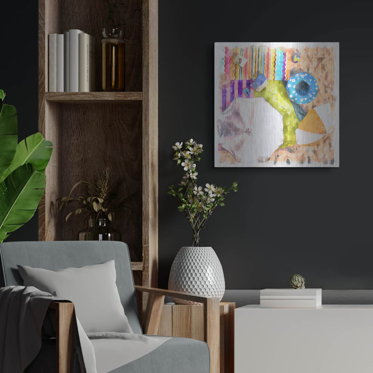 'Bird's Eye Beach 1' by Alonzo Saunders – Metal Wall Art, 24x24 room view