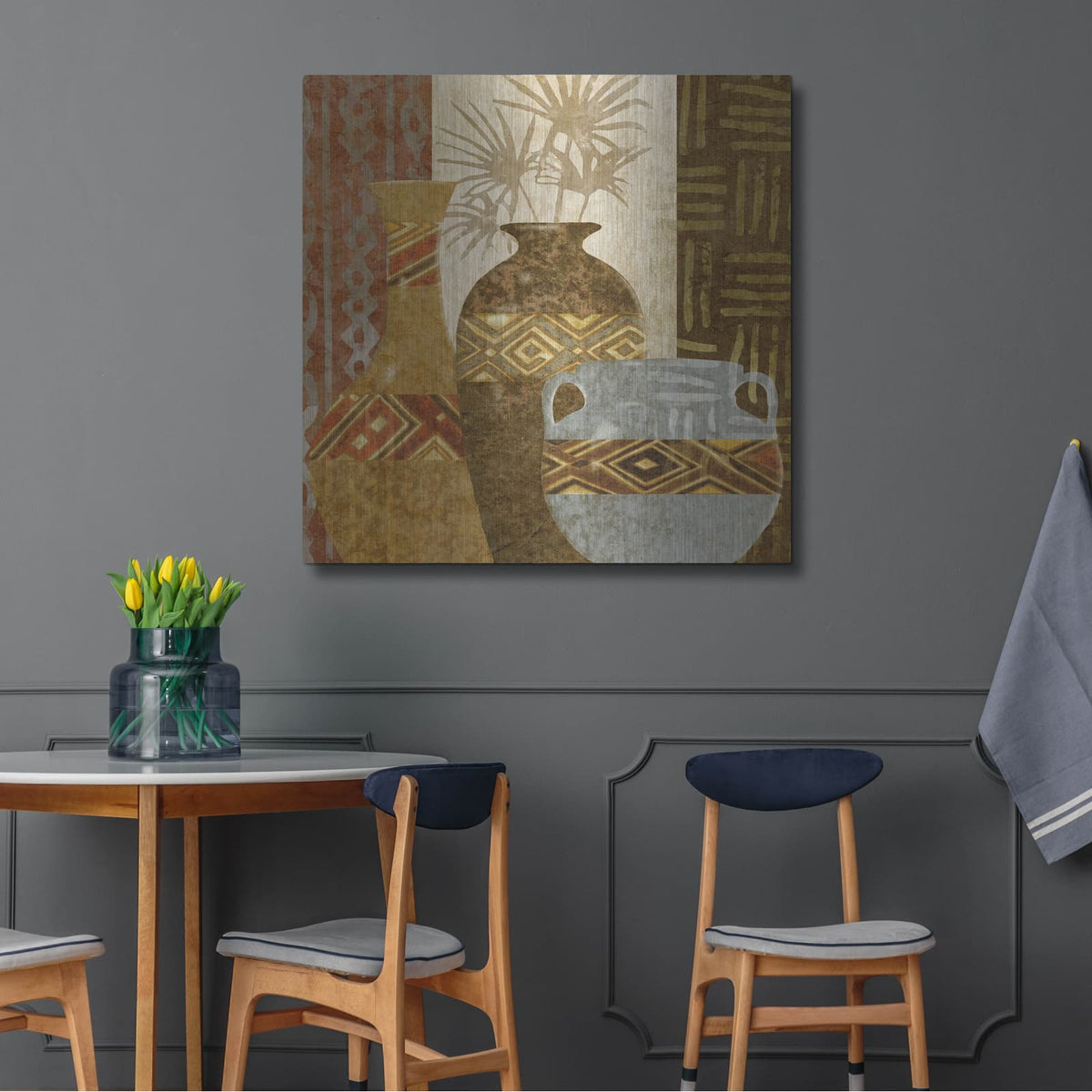 'Ethnic Vase 5' by Alonzo Saunders – Metal Wall Art, 36x36 room view