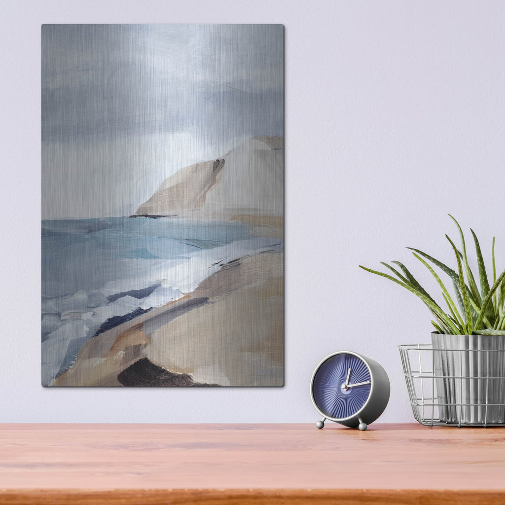 'Calm Blue Coast 1' by Annie Warren – Metal Wall Art, 12x16 room view