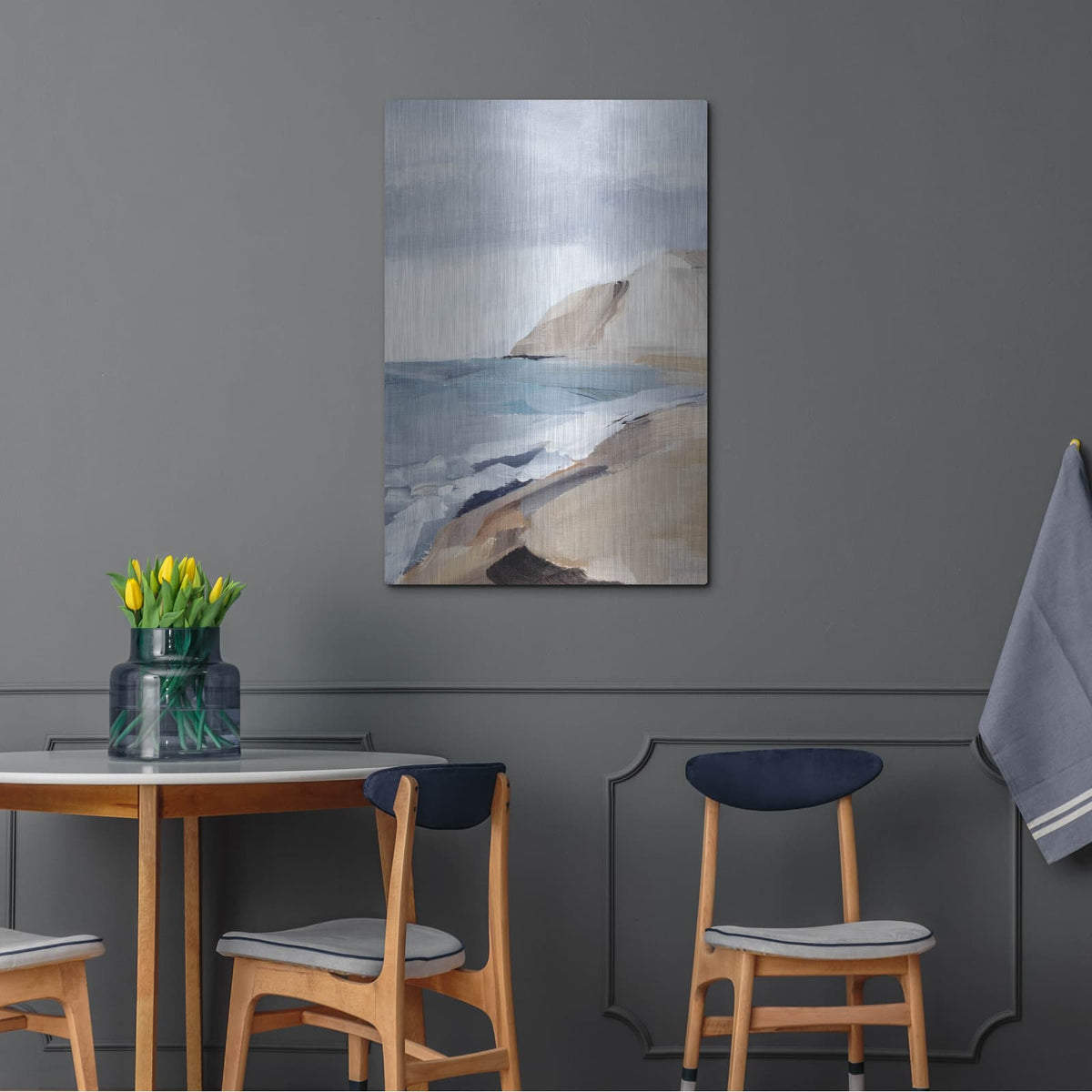 'Calm Blue Coast 1' by Annie Warren – Metal Wall Art, 24x36 room view