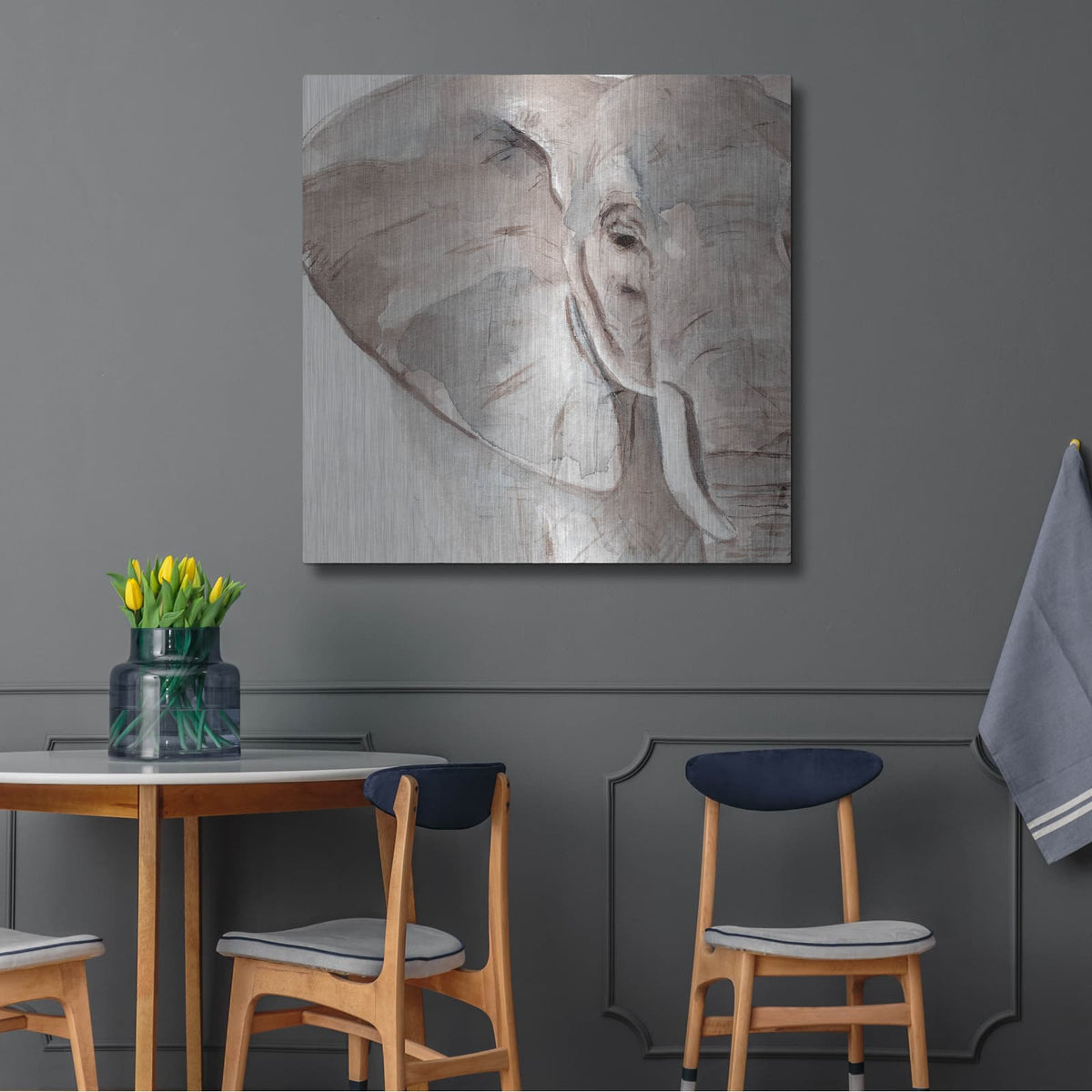'Elephant Grooves 2' by Annie Warren – Metal Wall Art, 36x36 room view