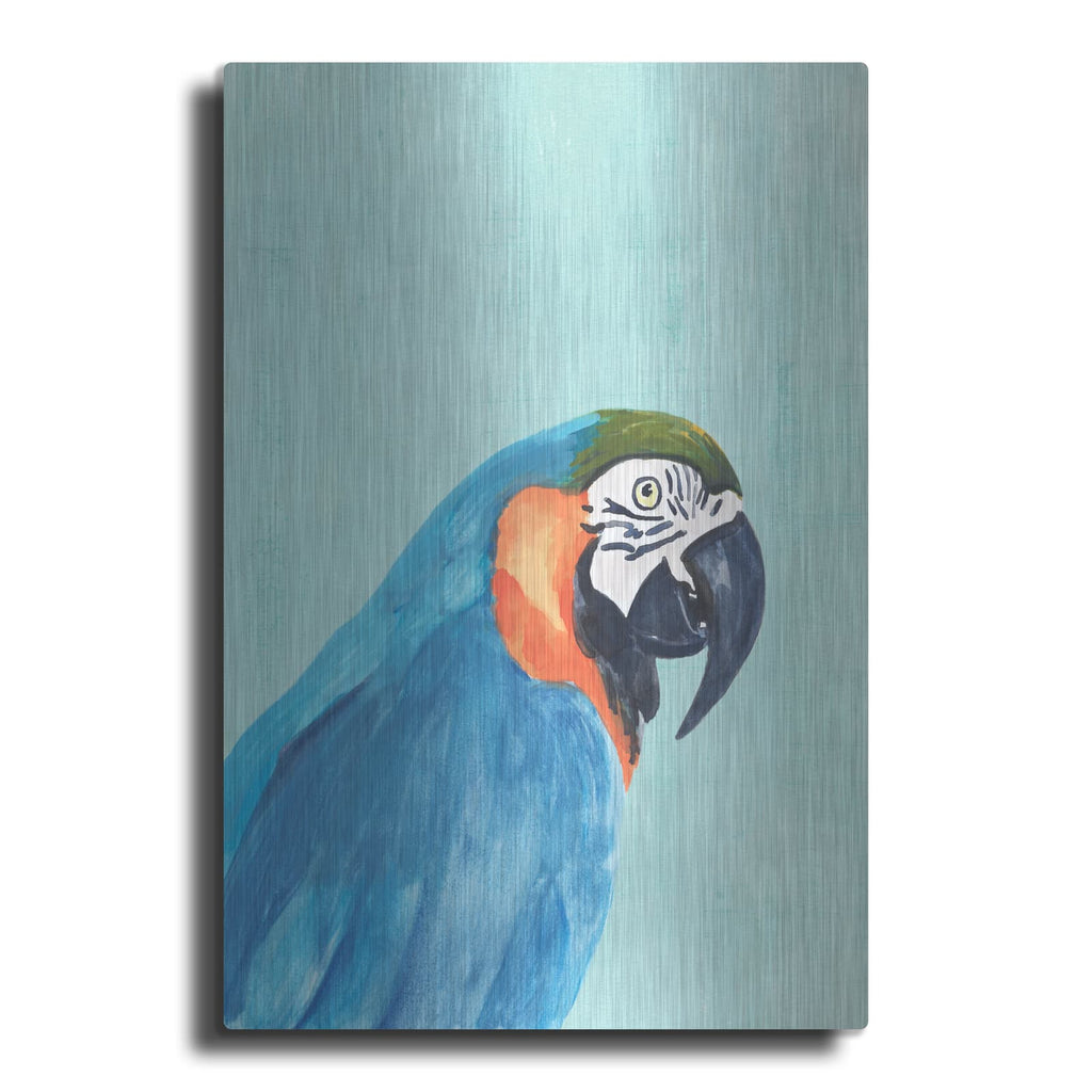 'Exotic Bird On Blue 1' by Annie Warren – Metal Wall Art