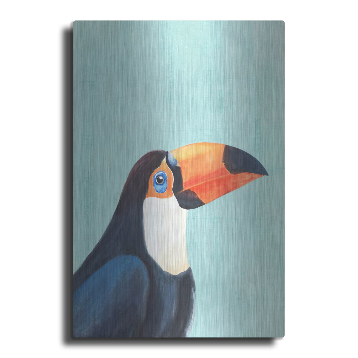 'Exotic Bird On Blue 2' by Annie Warren – Metal Wall Art