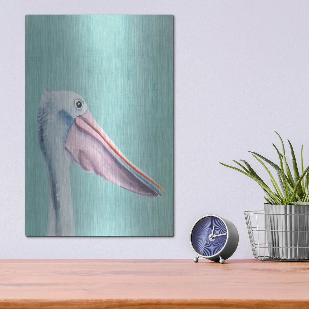 'Exotic Bird On Blue 3' by Annie Warren – Metal Wall Art, 12x16 room view
