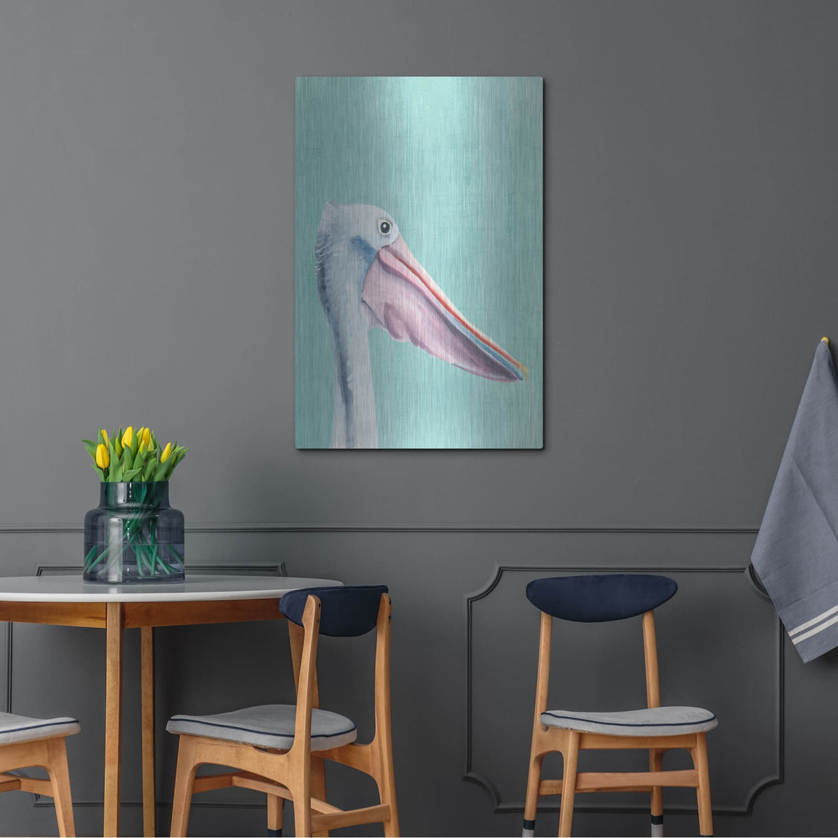 'Exotic Bird On Blue 3' by Annie Warren – Metal Wall Art, 24x36 room view