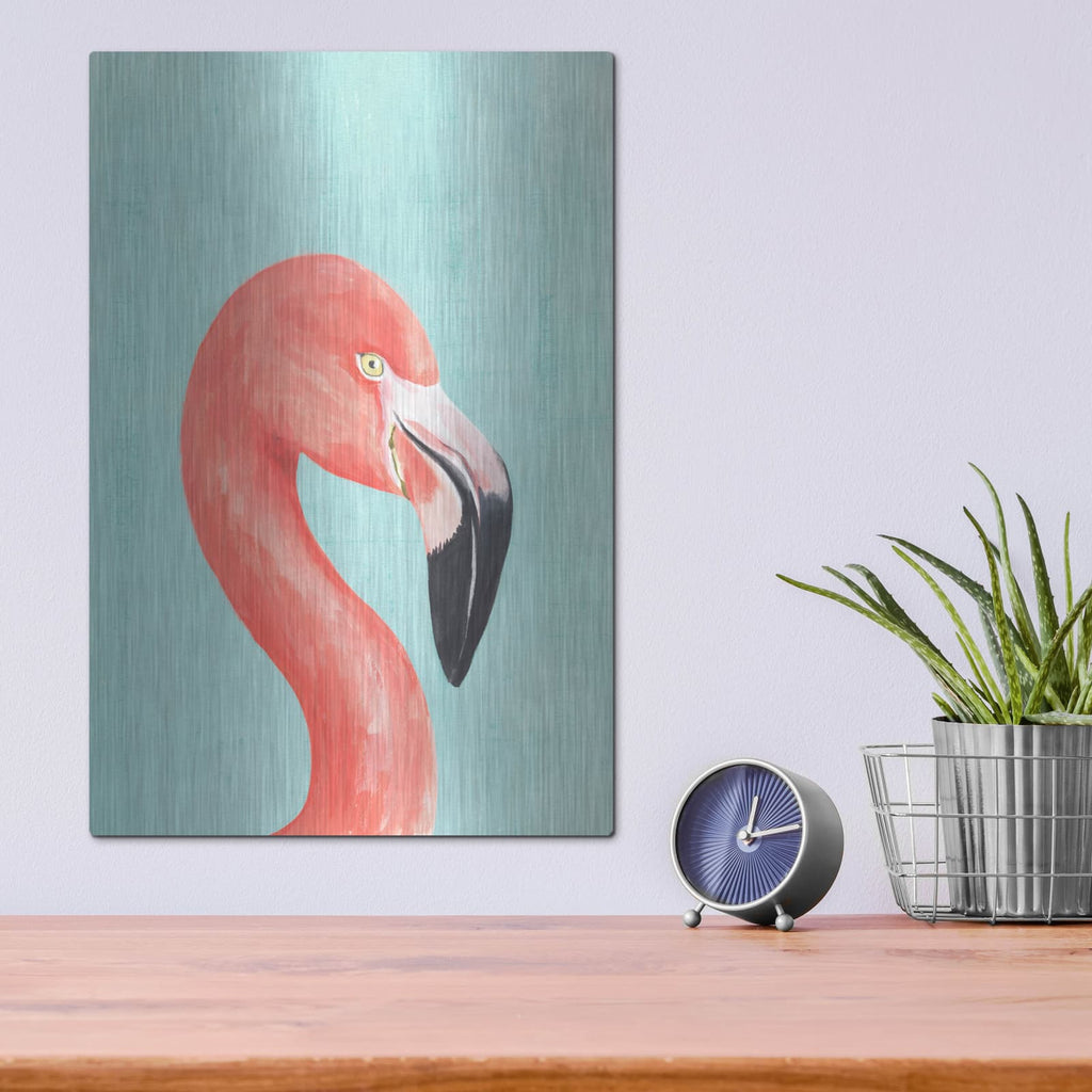 'Exotic Bird On Blue 4' by Annie Warren – Metal Wall Art, 12x16 room view