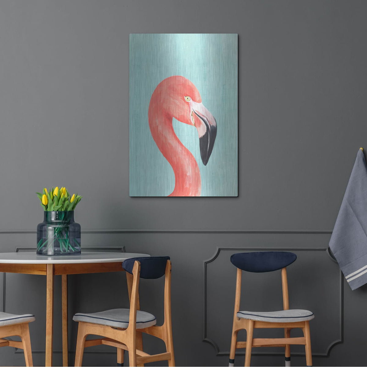 'Exotic Bird On Blue 4' by Annie Warren – Metal Wall Art, 24x36 room view