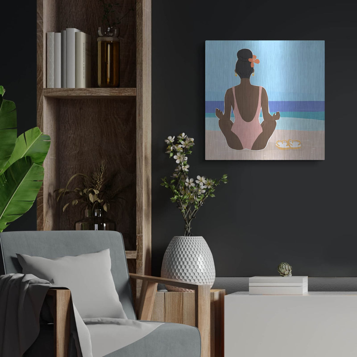 'Ocean Gaze 1' by Annie Warren – Metal Wall Art, 24x24 room view