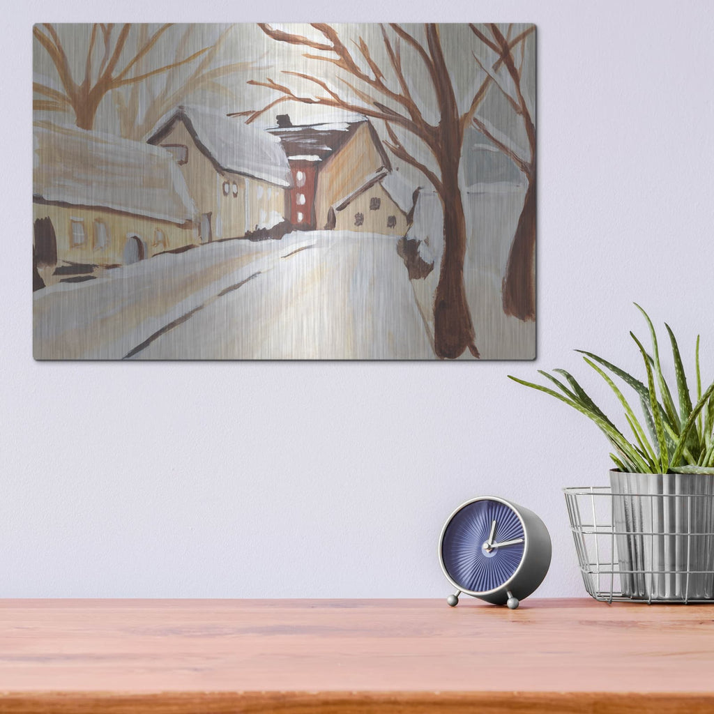 'Snowy Street 1' by Annie Warren – Metal Wall Art, 16x12 room view