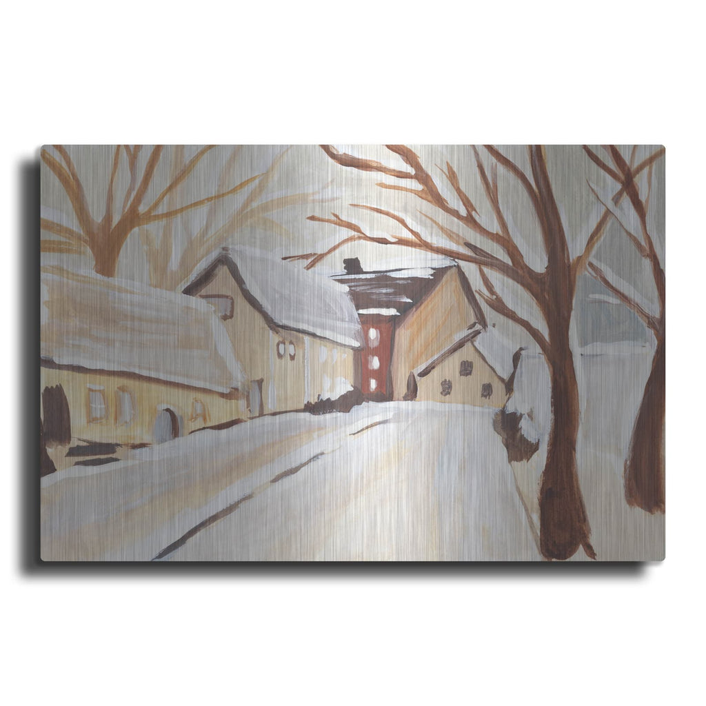 'Snowy Street 1' by Annie Warren – Metal Wall Art
