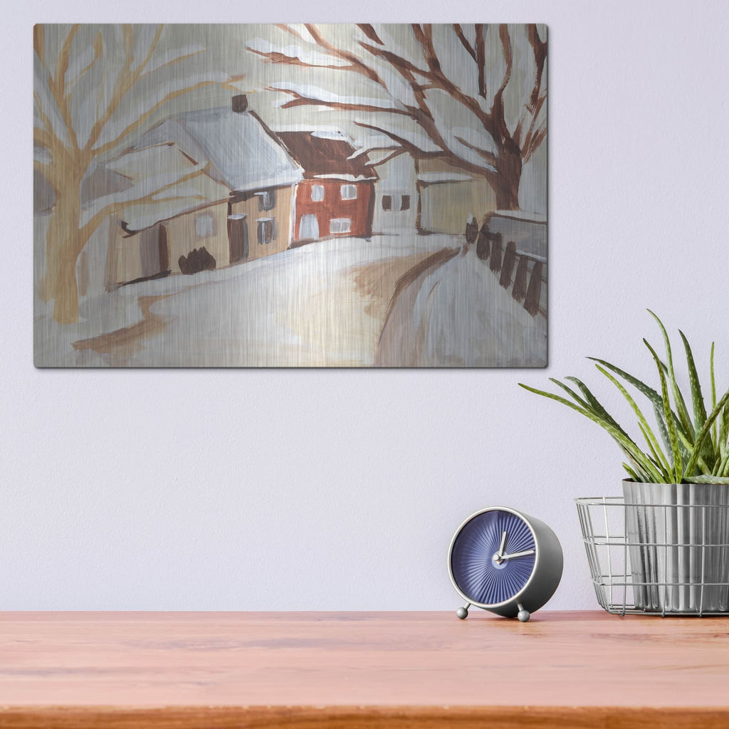 'Snowy Street 2' by Annie Warren – Metal Wall Art, 16x12 room view