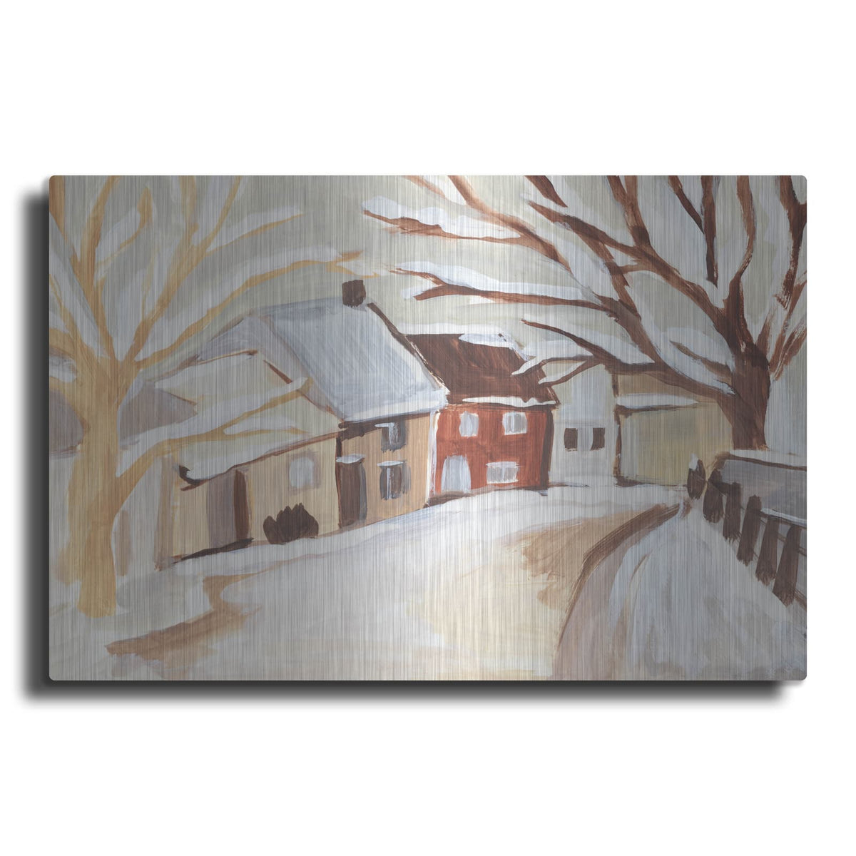 'Snowy Street 2' by Annie Warren – Metal Wall Art