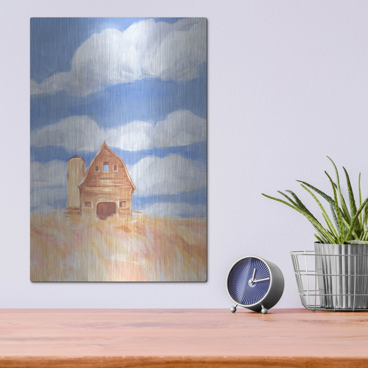 'Wheatfield Barn 2' by Annie Warren – Metal Wall Art, 12x16 room view