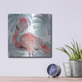 'Flamingo Splash 2' by Annie Warren – Metal Wall Art, 12x12 room view