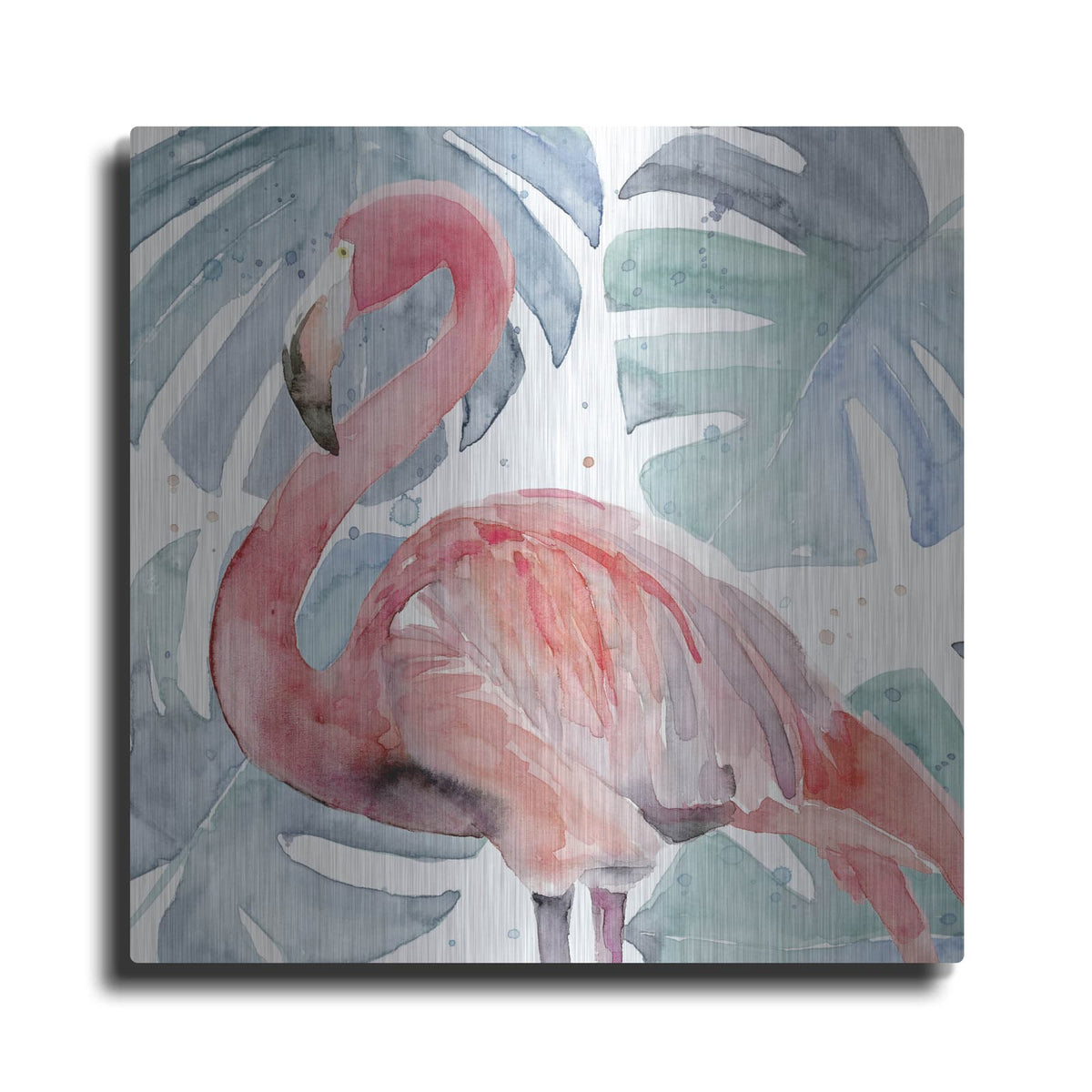 'Flamingo Splash 2' by Annie Warren – Metal Wall Art