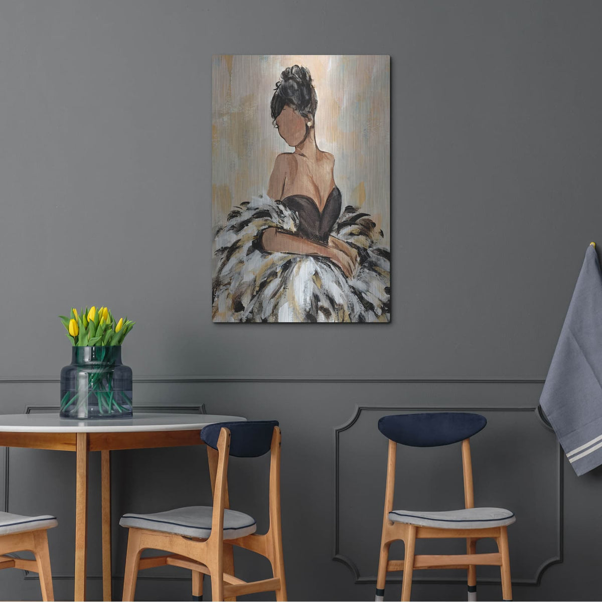 'Ball Gown Frills 3' by Annie Warren – Metal Wall Art, 24x36 room view