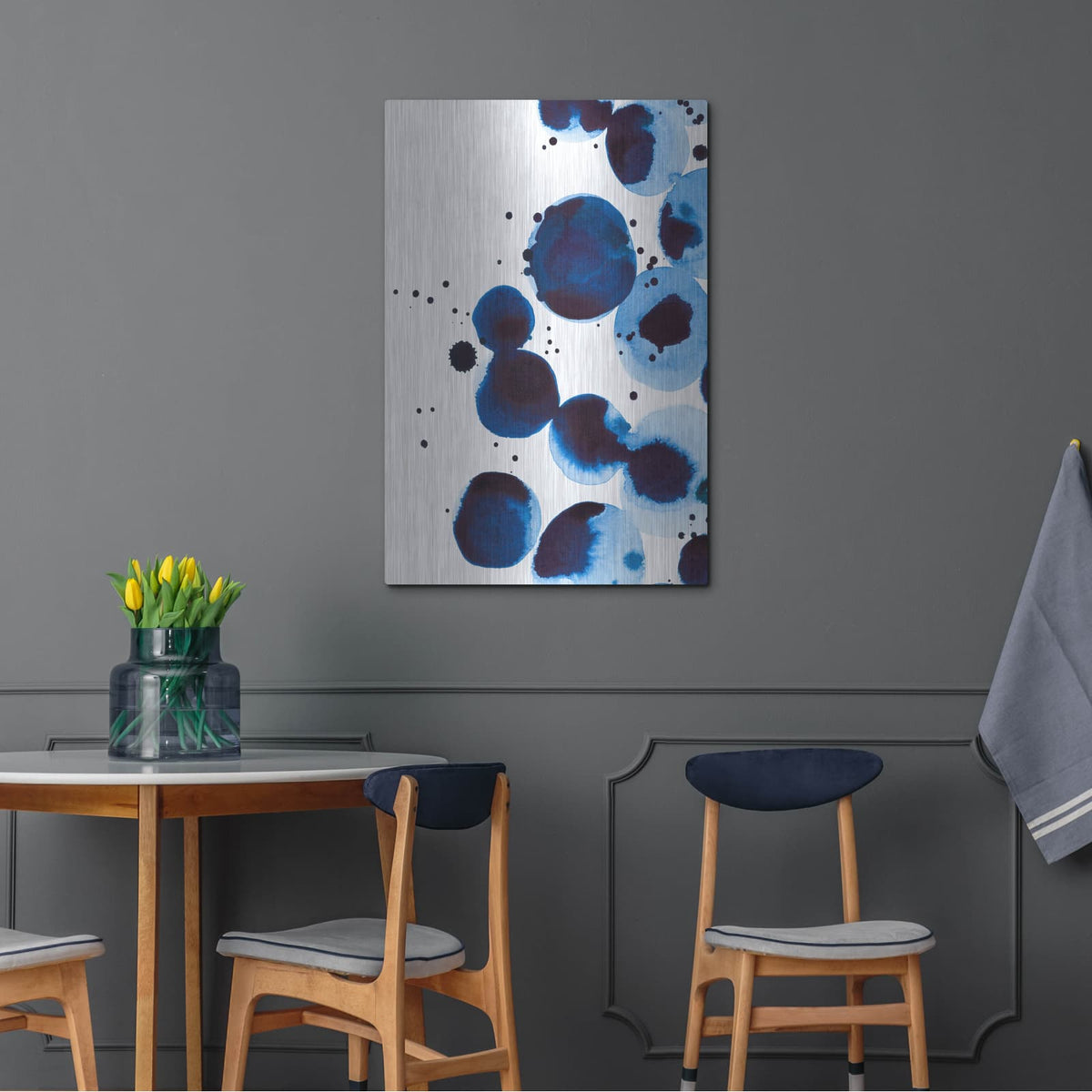 'Blue Drops 2' by Annie Warren – Metal Wall Art, 24x36 room view