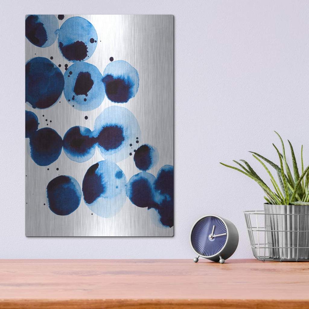 'Blue Drops 3' by Annie Warren – Metal Wall Art, 12x16 room view