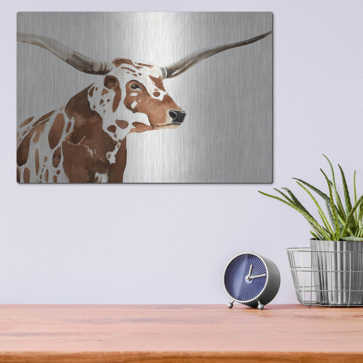 'Spotted Steer 4' by Annie Warren – Metal Wall Art, 16x12 room view
