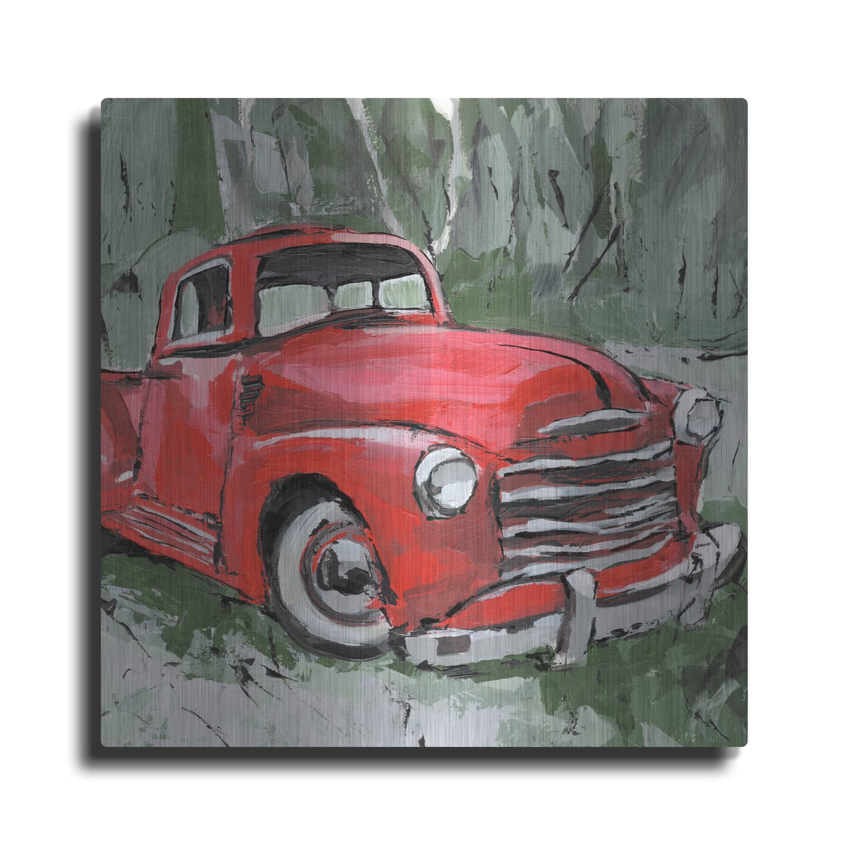 'Big Red Truck 3' by Annie Warren – Metal Wall Art