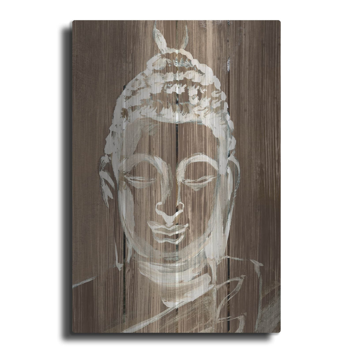 'Buddha On Wood 2' by Annie Warren – Metal Wall Art