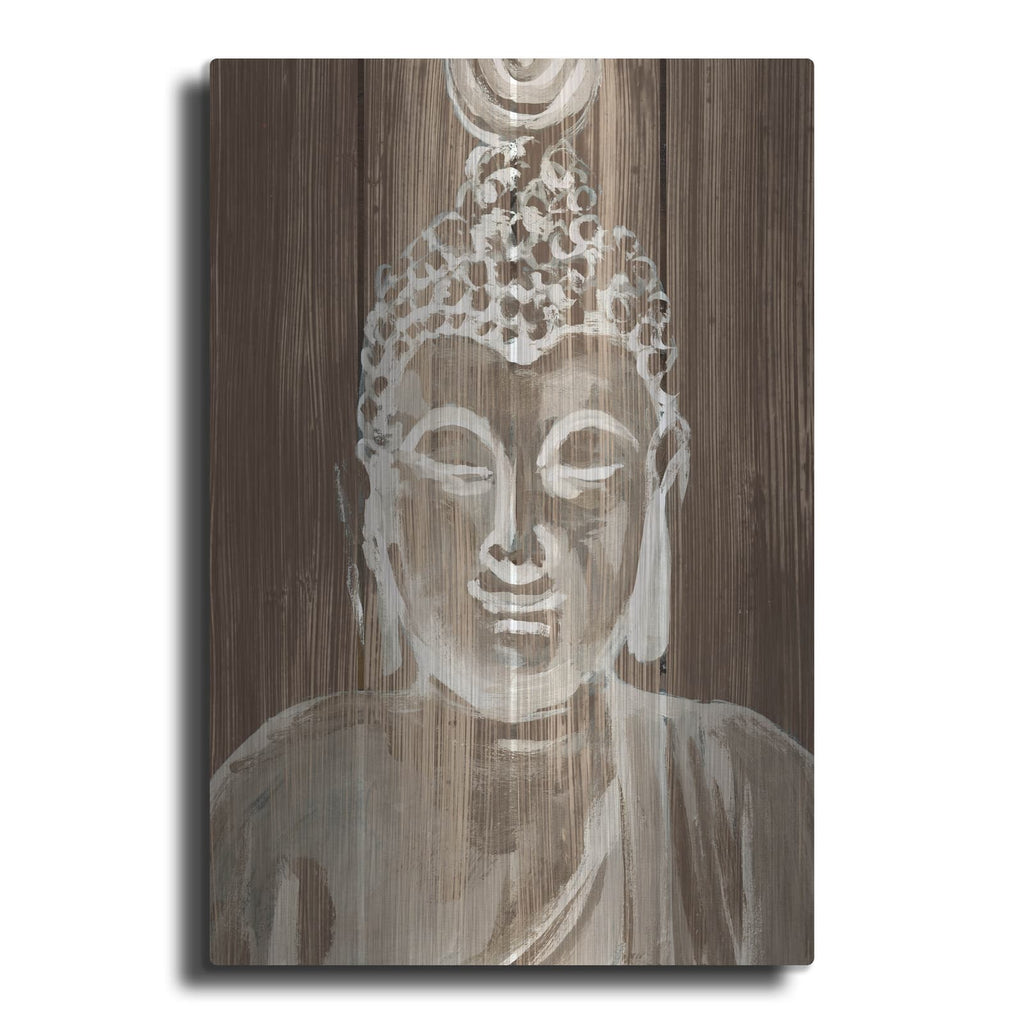 'Buddha On Wood 4' by Annie Warren – Metal Wall Art