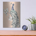 'Peacock In Gold 3' by Annie Warren – Metal Wall Art, 12x16 room view