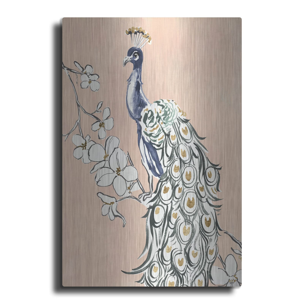'Peacock In Gold 4' by Annie Warren – Metal Wall Art