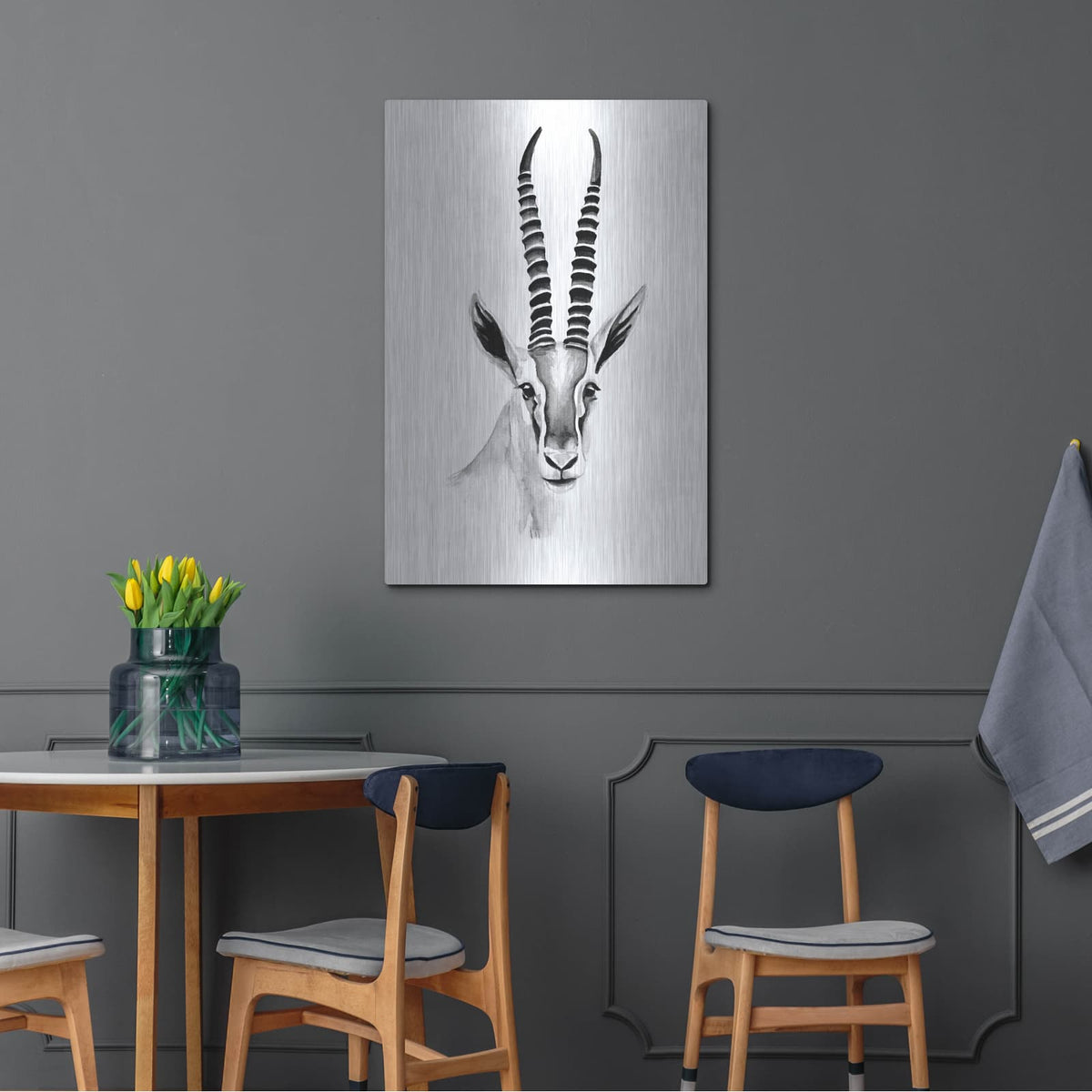 'Gazelle Sketch 2' by Annie Warren – Metal Wall Art, 24x36 room view