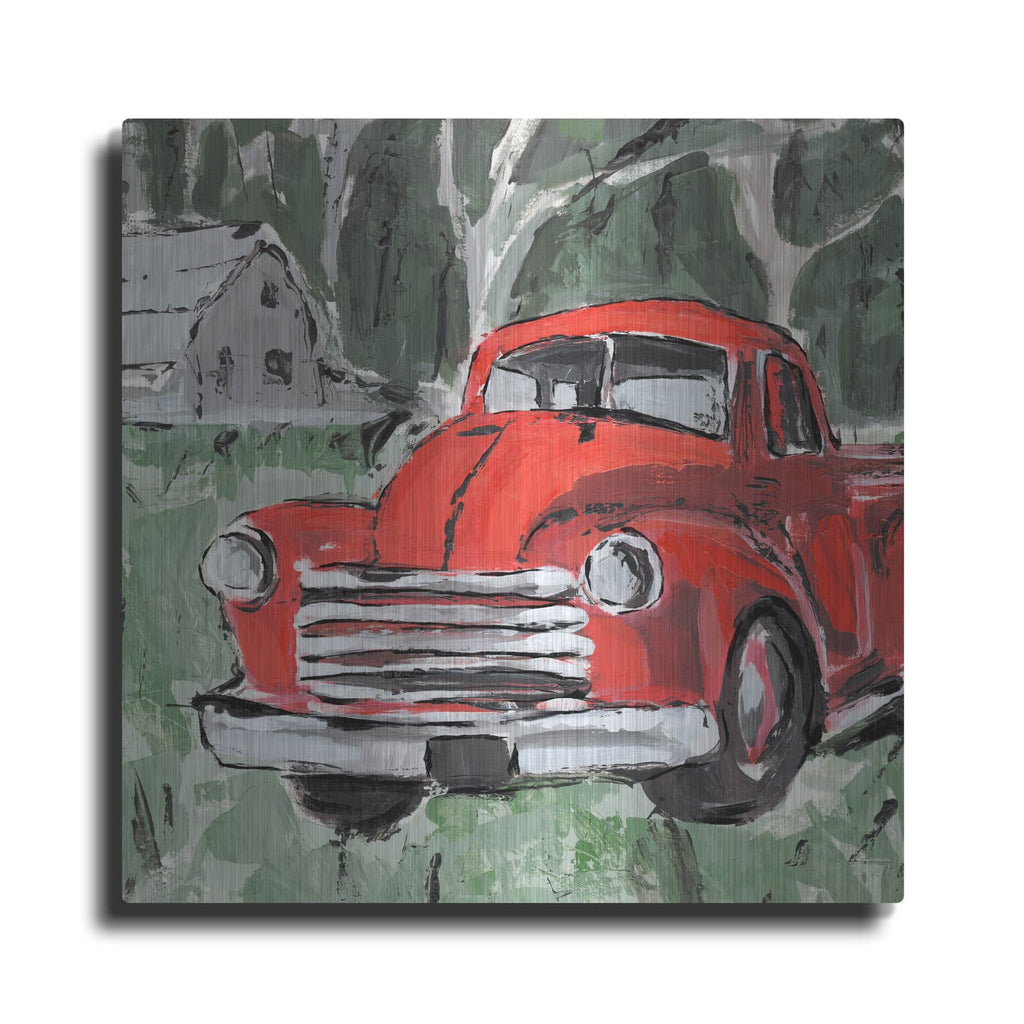 'Big Red Truck 4' by Annie Warren – Metal Wall Art