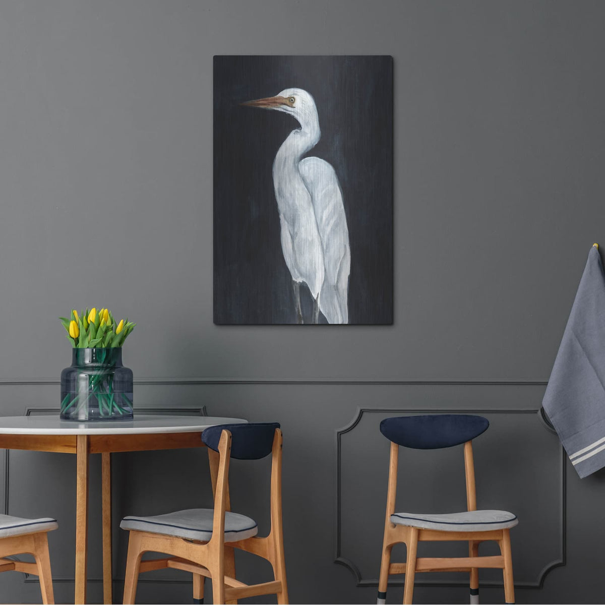 'Calm Great Egret 1' by Annie Warren – Metal Wall Art, 24x36 room view