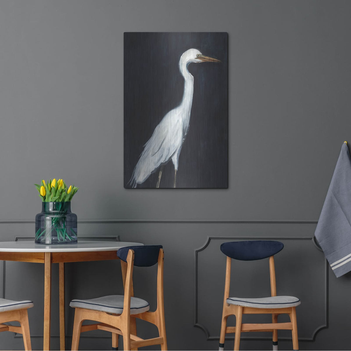 'Calm Great Egret 2' by Annie Warren – Metal Wall Art, 24x36 room view