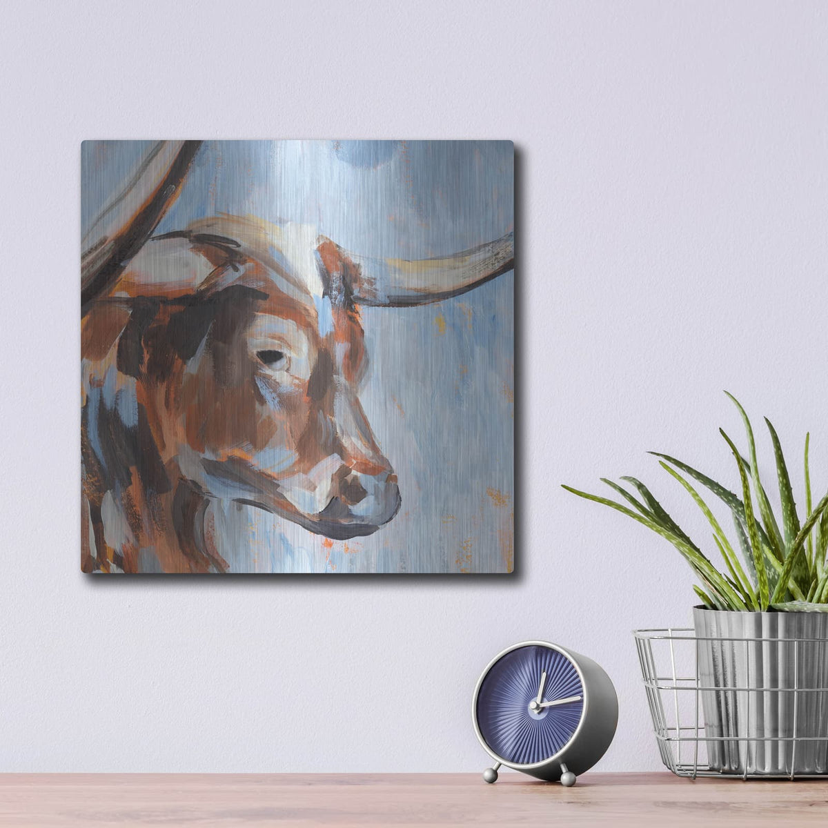 'Vivid Cattle 3' by Annie Warren – Metal Wall Art, 12x12 room view