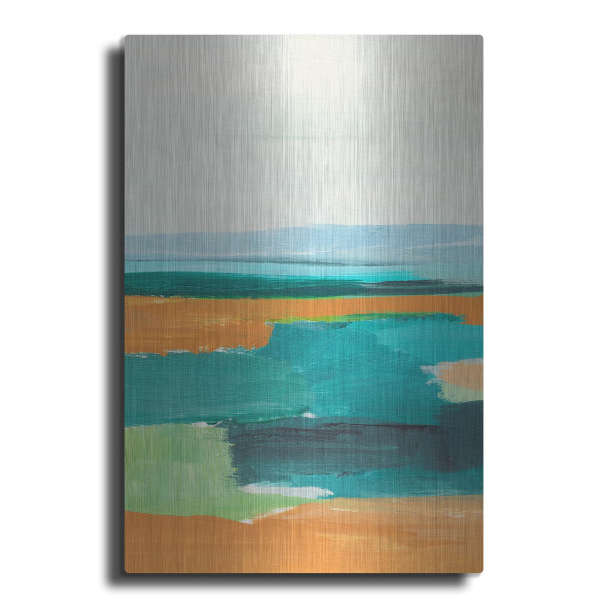 'Aqua And Orange 1' by Annie Warren – Metal Wall Art