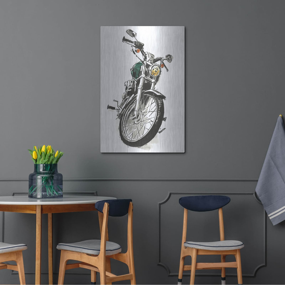 'Two Wheels Collection B' by Annie Warren – Metal Wall Art, 24x36 room view