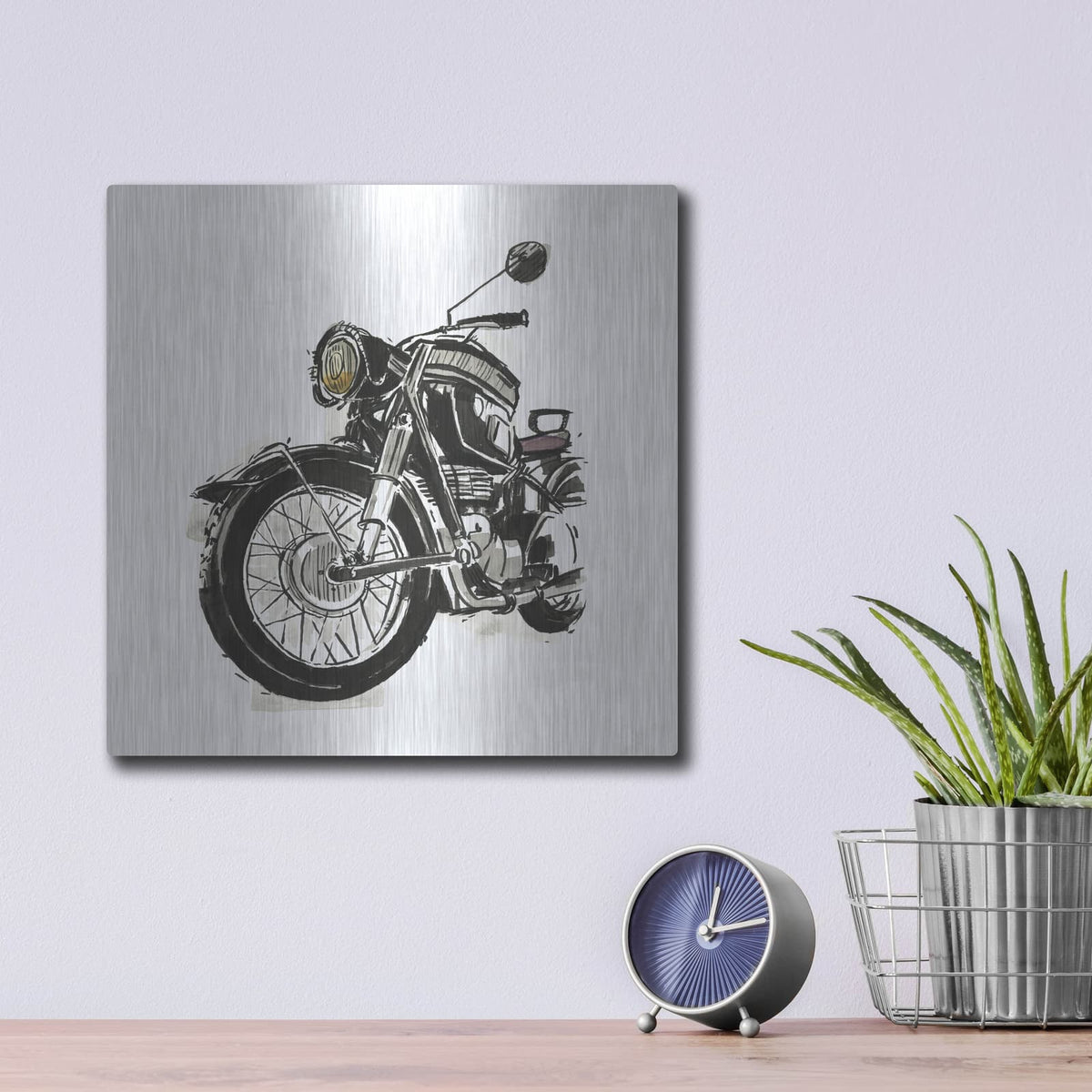 'Two Wheels Collection C' by Annie Warren – Metal Wall Art, 12x12 room view