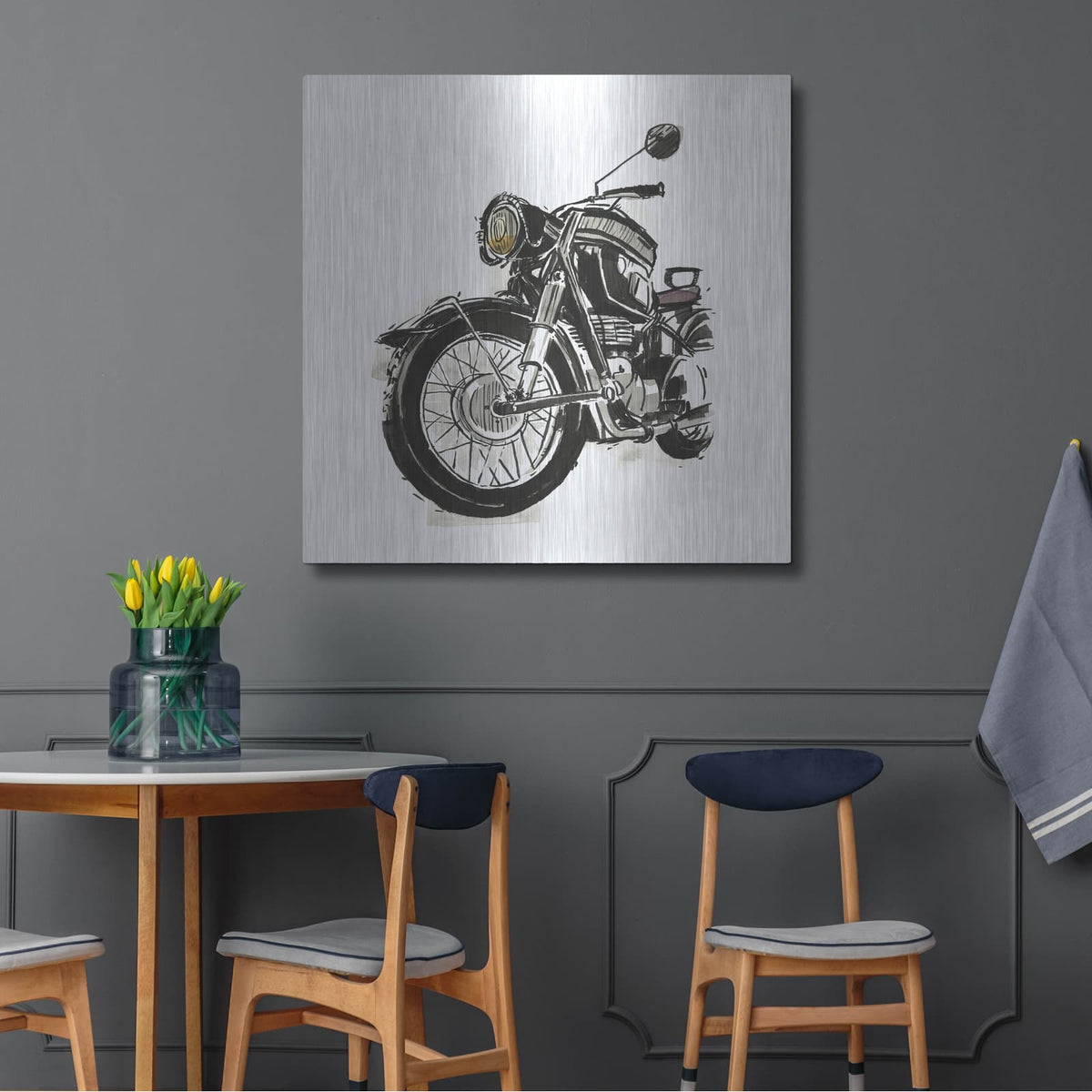 'Two Wheels Collection C' by Annie Warren – Metal Wall Art, 36x36 room view