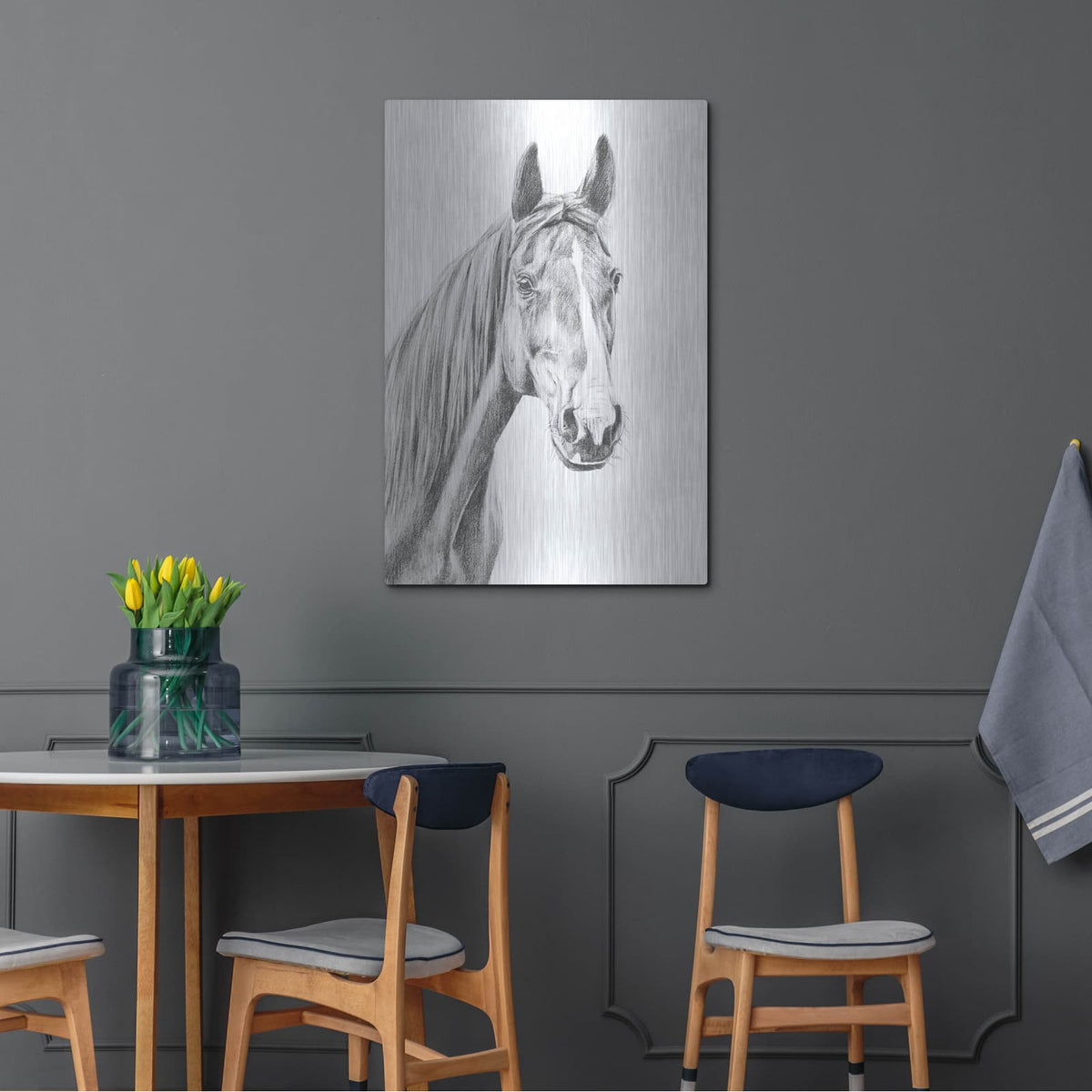 'Equine Portrait Sketch 1' by Annie Warren – Metal Wall Art, 24x36 room view