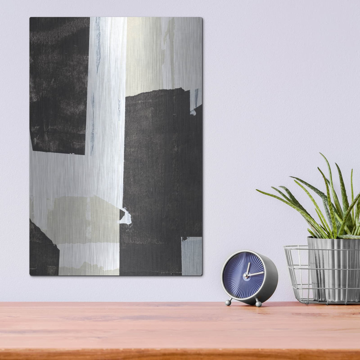 'Neutral Intersect 5' by Annie Warren – Metal Wall Art, 12x16 room view
